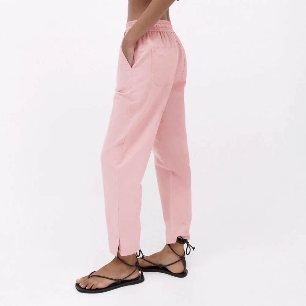 NWT Zara Pink Linen High Rise Jogger Pants Size 4